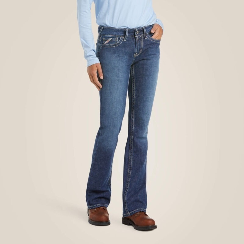 ARIAT FR DuraStretch Boot‎ Cut Jeans in Blue Quartz Women 29R Cat 2 Work NWT